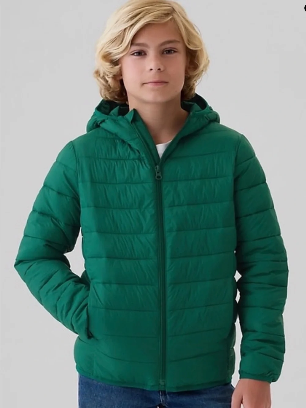 GAP Kids Lightweight Recycled Primaloft Puffer Jacket XXL 14-16 Balsam Tree